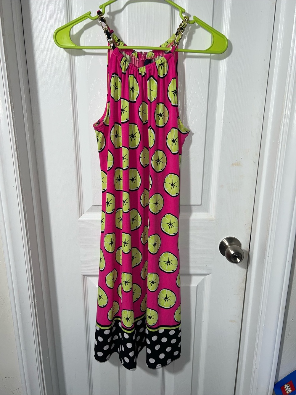 NWT-ish** Kaari Blue Sleeveless Pink Citrus-Print Midi Dress Small
